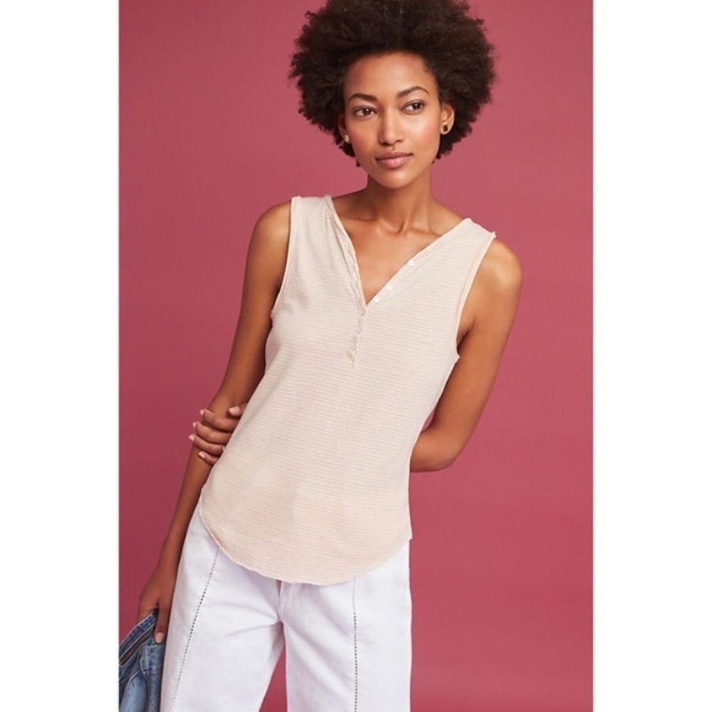 ☀️NEW Anthropologie Postmark Enok Henley Tank Top Size XL